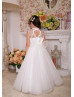 Ivory Lace Tulle Heart Shaped Back Flower Girl Dress